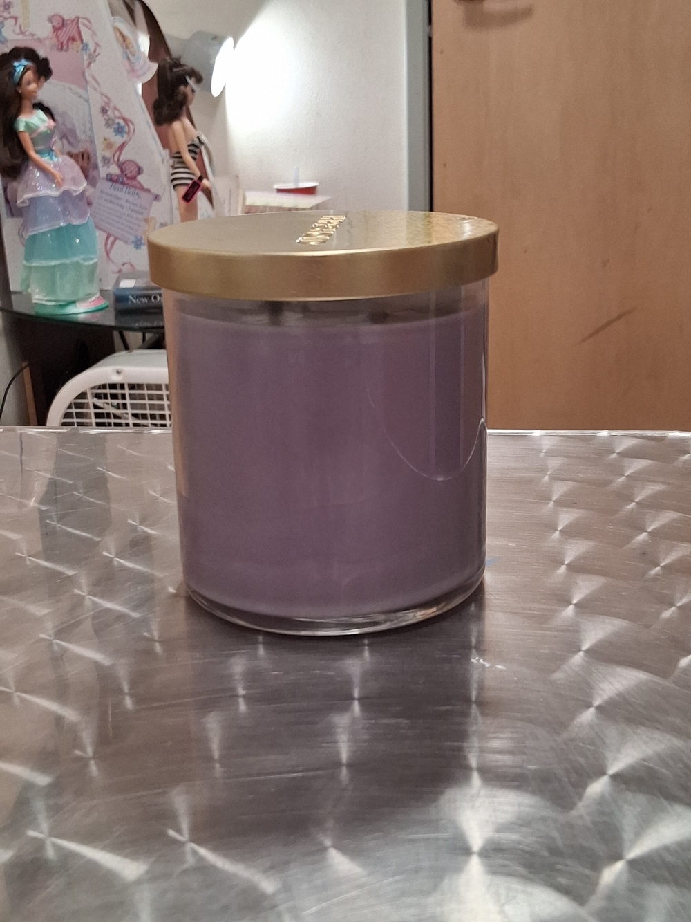 Hearth & Hand Purple Jar Candle with Gold Lid - Picture 3 of 4